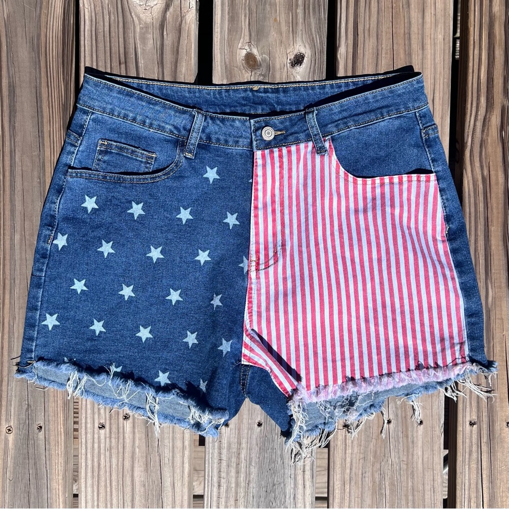 SHEIN 1X Patriotic Cut Off Jean Shorts! NWOT!